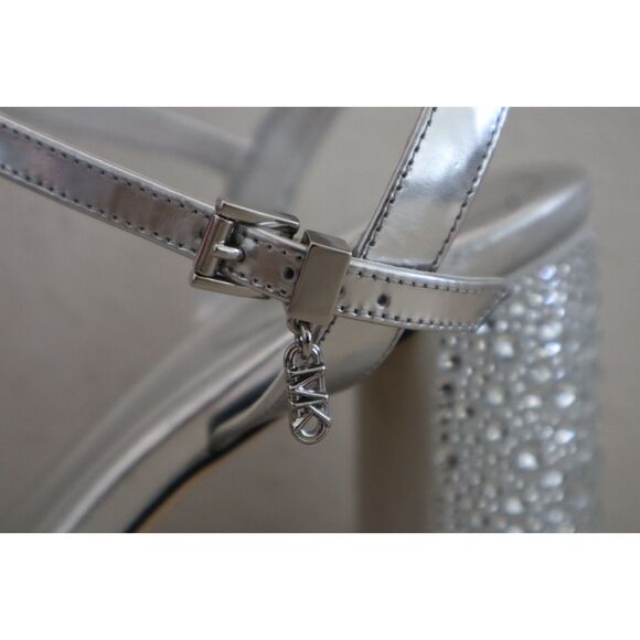 Michael Kors Women Sz 8.5M Silver Metallic Embellished Laci Platform Sandals - Picture 4 of 11